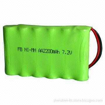 NiMH AA x 2,200mAh Rechargeable Battery Pack with UL/CE/RoHS Marks, 7.2V Voltage, Long Life Cycle